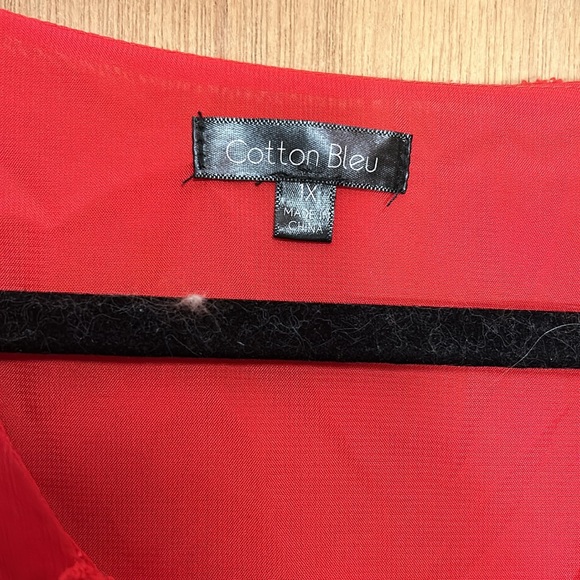 Cotton Bleu Rex , long‎ sleeved fabric dot blouse. Size 1x - Picture 5 of 9